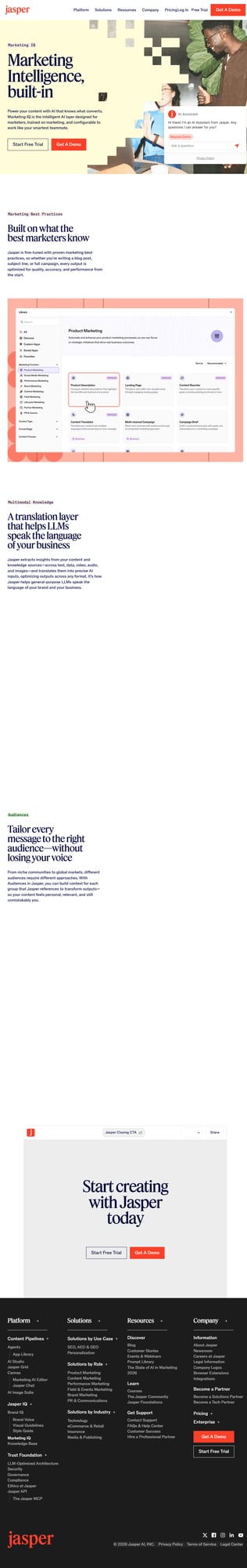 Jasper AI Marketing IQ brand voice and knowledge features